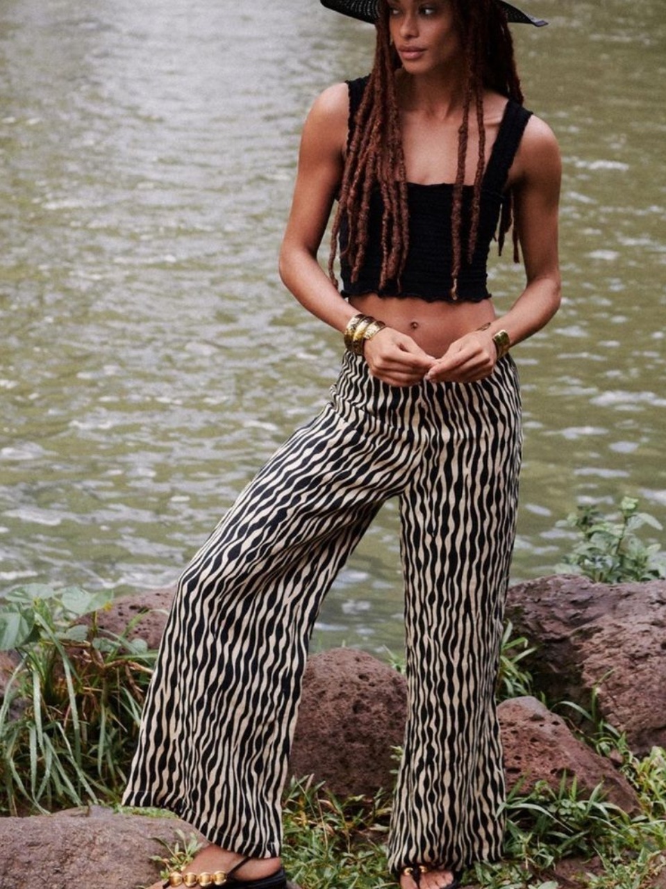Faithfull The Brand Ottavio Zebra Print Wide Leg Linen Pants Sz 2 Xs Capo Testa